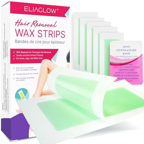 Wax Strips Hair Removal for Women: Waxing Kit with 60 Body Waxing Strips Dual Sides & 4 Calming Oil Wipe For Face, Bikini, Legs, Lip, Eyebrow, Brazilian Wax Kit At Home, Hypoallergenic All Skin Type