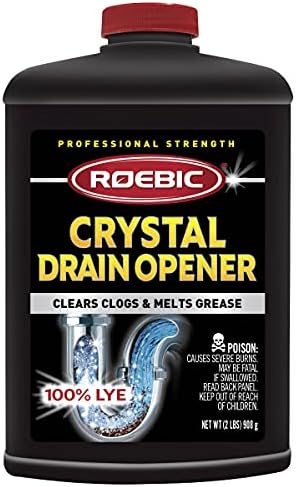 Roebic HD-CRY-DO 2 Pounds Professional Strength Crystal Drain Opener, 100% Lye, Black