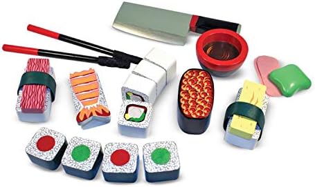 Melissa & Doug Sushi Slicing Wooden Play Food Set Pretend Play Kitchen Toys, Pretend Wooden Sushi FoodFor Kids Ages 3+