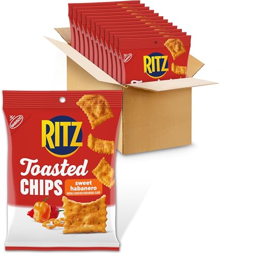 RITZ Toasted Chips Sweet Habanero Crackers, Bulk Individual Snacks, 12 Snack Packs