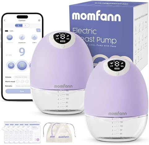 Breast Pump Wearable, Hands-Free APP Control Electric Portable Breastfeeding Pump with Efficient Milk Output, Leak-Proof Design, Discreet, Quieter, 3 Modes 9 Levels, Purple