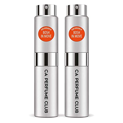CA Perfume Impression of H. Bosh Bosh In Move For Men Replica Version Fragrance Dupes Concentrated Long Lasting Eau de Parfum Spray Refillable Atomizer Bottle 0.27 Fl Oz-X2