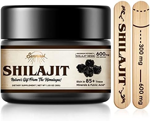 Shilajit Pure Himalayan Organic Shilajit Resin - 600mg Maximum Potency Natural Organic Shilajit Resin with 85+ Trace Minerals & Fulvic Acid for Energy, Immune Support, 30 Grams (1 Pack)