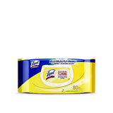 Lysol® Disinfecting Wipes, Lemon And Lime Blossom, 7" x 8", 17.7 Oz, 80 Wipes Per Flat Pack, Carton Of 6 Flat Packs