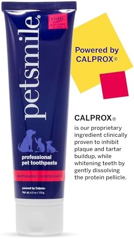 Petsmile Professional Pet Toothpaste - Cat & Dog Toothpaste for Plaque, Tartar, & Bad Breath - VOHC Accepted Non Enzymatic Dental Care for Cat & Dog Teeth Cleaning (Rotisserie Chicken, 2.5 Oz)
