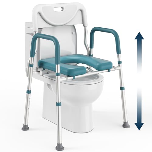 PELEGON Raised Toilet Seat with Handles (400lb) - Adjustable 3 in 1 Commode Chair for Toilet with Arms, Toilet Riser with Handles, Bedside Commode Chair, Handicap Toilet Seat for Elderly & Disabled