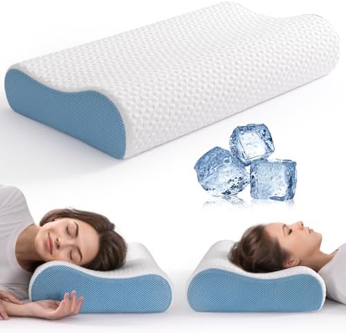 Lukace Memory Foam Pillows for Neck and Shoulder Pain Relief, Cervical Neck Pillow, Ergonomic Pillow Neck Contour Cervical Orthopedic for Stomach Back Side Sleeper Pillow, Queen, Medium Support,2 Pack