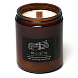 Hemlock Park Crackling Wood Wick Candle Handcrafted with Natural Coconut Wax and Essential Oils (Palo Santo, Standard 8 oz)