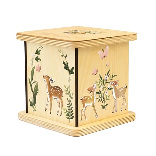 Wooden Piggy Bank for Kids and Adults, Personalized Gift Handmade in USA by BloomOwl, Custom Piggy Bank, Personalized Banks for Kids, Gifts for Baby Boys and Girls (Deer)