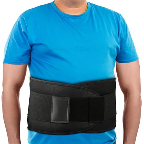 PAZAPO Back Brace Lumbar Support Belt for Lower Back Pain Relief - Waist Belt for Men and Women - Plus Size Back Brace for Sciatica, Herniated Disc,Black,6XL(Waistline:65-76 Inch)