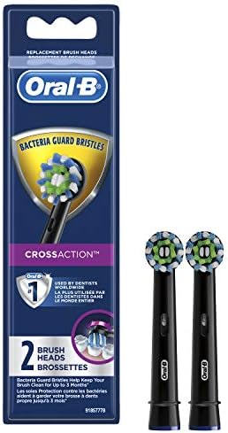 Oral-B CrossAction Electric Toothbrush Replacement Brush Head Refills, Black, 2 Count