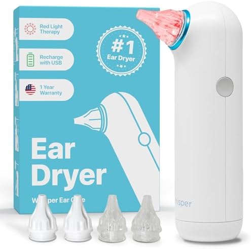 Ear Dryer | USA | Rechargable Ear Water Drying Aid with Red Light Therapy Delivers Gentle Warm Air to The Ear to Combat Annoying Swimmers Ear Infections as an Ear Fluid Remover