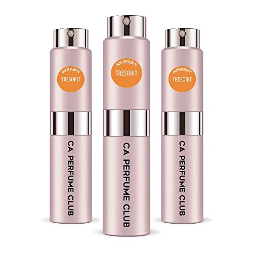 CA Perfume Impression of Tresorit For Women Replica Version Fragrance Dupes Concentrated Long Lasting Eau de Parfum Spray Refillable Atomizer Bottle 0.27 Fl Oz-X3