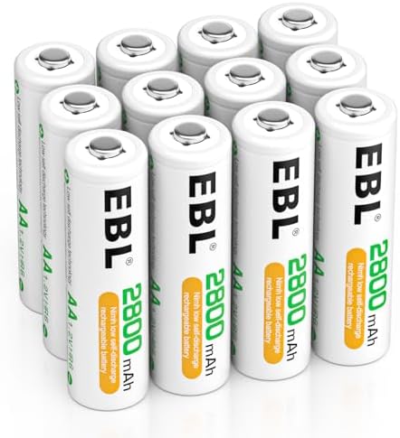 EBL Rechargeable AA Batteries 2800mAh 1.2V Ni-MH AA Rechargeable Batteries 12 Pack