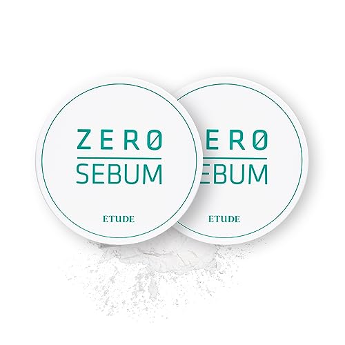 ETUDE Zero Sebum Drying Powder Duo Set 0.14 Ounce*2 (4g*2) | Lightweight Oil Control No Sebum Loose Face Powder with 80% Mineral | Long Lasting, Makes Skin Downy, Korean Makeup, Kbeauty