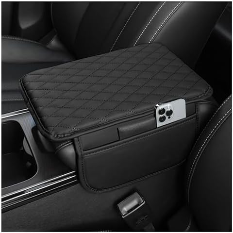 Upgraded Car Center Console Cover,Microfiber Leather Car Armrest Cover Cushion with 2 Storage Bags,Universal Car Armrest Storage Box Car Interior Accessories for Most Vehicles (Black)