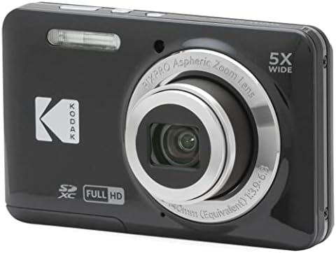 KODAK PIXPRO FZ55-BK 16MP CMOS Sensor Digital Camera 5X Optical Zoom 28mm Wide Angle 1080P Full HD Video 2.7" LCD Vlogging Camera (Black)