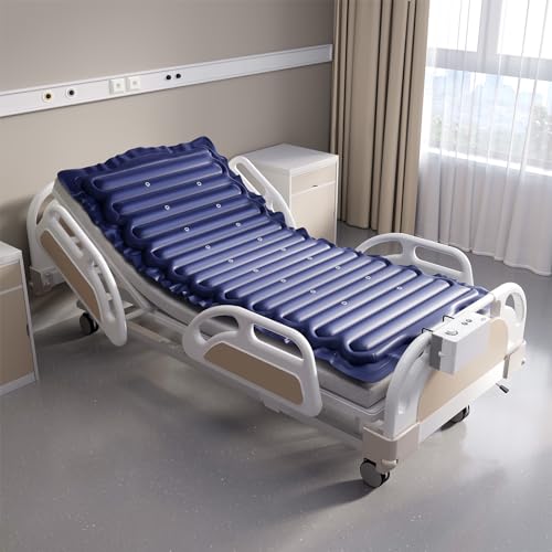 VOCIC Alternating Air Pressure Mattress Pad, Bed Sore Prevention Solution Mattress Topper with 6-setting Adjustable Pump, Waterproof Pressure Relief Ulcer Cushion Pad for Hospital Beds and Home Use