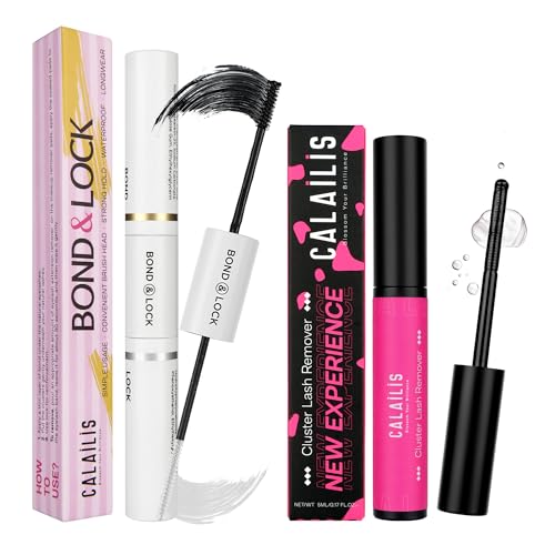 CALAILIS Lash Bond and Seal and Lash Glue Remover Kit, Cluster Lash Glue for Lash Clusters Strong Hold and Long Lasting 72 Hours, Gentle Soothing Non-Irritating Eyelash Glue Remover, 2Pack