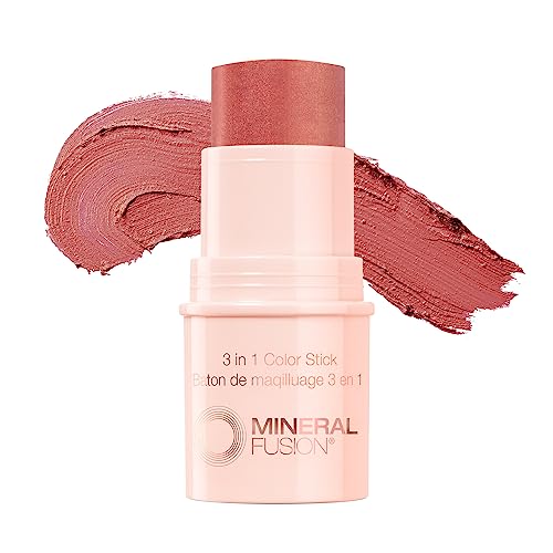 Mineral Fusion 3-in-1 Color Stick, Instant Color Pop and Blush for Cheeks, Creamy Lightweight Formula, Multi-Use Eye, Face, and Lip Makeup, Terra Cotta