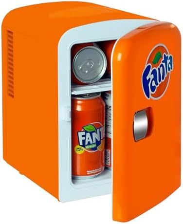 Coca-Cola Fanta FA04 4 Liter/4.2 Quarts 6 Can Portable Mini Cooler/Fridge for Food, Beverages, Orange