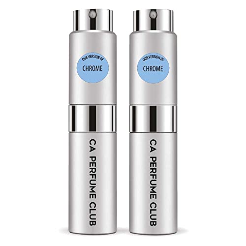 CA Perfume Impression of Chrome For Women & Men Replica Version Fragrance Dupes Concentrated Long Lasting Eau de Parfum Spray Refillable Atomizer Bottle 0.27 Fl Oz-X2