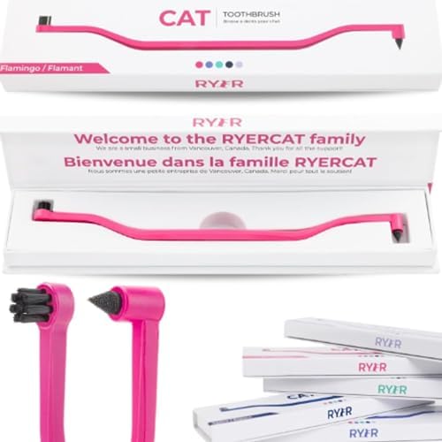 RYERCAT Dual-Sided Cat Toothbrush – Gentle Care for Your Kitten’s Smile! Micro Head for Easy Cleaning & Healthy (Flamingo Pink)