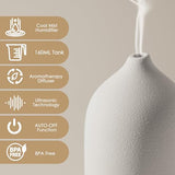 Diffuserlove Ceramic Diffuser 160ML Essential Oil Diffusers Aromatherapy Essential Oil Diffuser for Room Air Diffuser for Home Bedroom Stone Diffuser White (Size:6.8" H x 3.6" W)