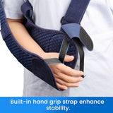 Velpeau Kids Arm Sling Shoulder Immobilizer with Waist Strap -Ventilated & Breathable Support Brace for Children, Boys, Girls (Mesh-Blue, Right, 2XS: Bust 19″-23.5″)