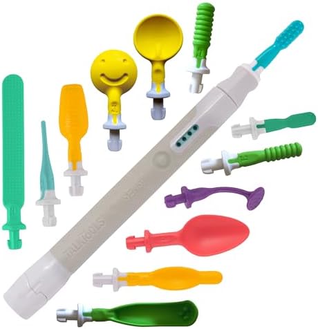 TalkTools Sensi Oral Sensory Therapy Tool with Soft Sensi Jaw Tips (Base with Tip White, 12 Tips)