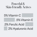 Geologie Vitamin C+E Ferulic Serum | Brightens + Firms + Smooths Skin | 5% Vitamin C + 0.5% Vitamin E + 0.5% Ferulic Acid + 1.5% Hyaluronic Acid | 30 ML (3 Month Supply)
