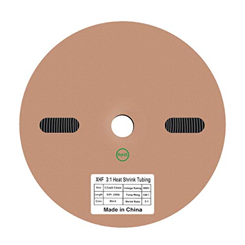 82 Ft XHF 1/2 Inch (13mm) 3:1 Waterproof Heat Shrink Tubing Marine Grade Wire Cable Adhesive Lined Tube Insulation Seal Against Moisture Corrosion and Air Leakage Black