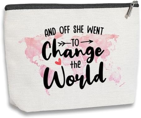 Graduation Gift for Women World Map Makeup Bag Daughter Gift Sister Gift Roommate Gift Great Gift for Friends Bestie Friendship Travel Toiletry Makeup Organizer Zipper Pouch