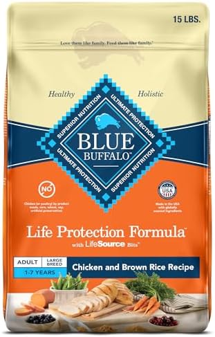 Blue Buffalo Life Protection Formula Large Breed Adult Dry Dog Food, Promotes Joint Health and Lean Muscles, Made with Natural Ingredients, Chicken & Brown Rice Recipe, 15-lb. Bag