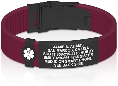 Divoti Custom Engraved Medical Alert ID Bracelet – Dual-Sided Laser Etching, Silicone Wristband, Stainless Steel Security Clasp – Adjustable & Trim-to-Fit – Emergency Medical Info Band for Men & Women