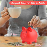 PJDRLLC Piggy Bank, Unbreakable Plastic Money Bank, Coin Bank for Girls and Boys, Medium Size Piggy Banks, Practical Gifts for Birthday, Easter, Christmas (Red)