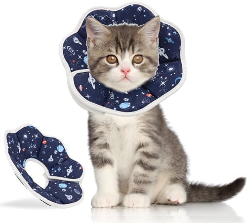Soft Cat Cone, Adjustable Cat Recovery Collar After Surgery to Prevent Licking Wound, Protective Cat Neck Cone, Comfortable Pet Elizabethan Collar for Cats Kittens and Puppies (X-Small)