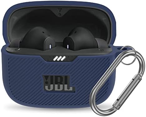 for JBL Tune 230NC TWS Case Cover, Silicone Protective Portable Scratch Shock Resistant Cover ONLY Compatible with JBL 230NC Earbuds Charging Case with Carabiner(Blue)
