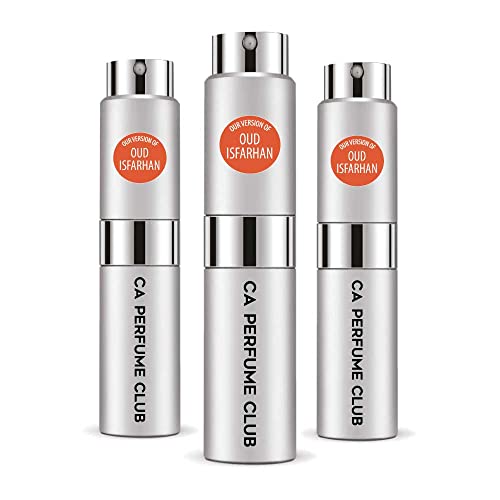 CA Perfume Impression of Christian D. Oud Isfarhan For Women & Men Replica Version Fragrance Dupes Concentrated Long Lasting Eau de Parfum Spray Refillable Atomizer Bottle 0.27 Fl Oz-X3