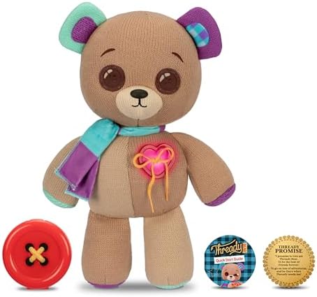 Interactive 14" Plush Teddy Bear. Make A Wish & Bear Comes to Life. Magical Expressive Button Eyes - Happy, Sad, Winks & Blinks. 70+ Expressions & Reactions. Batteries Included. Ages 3+