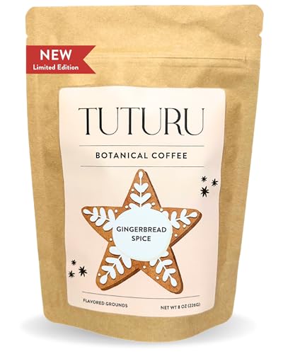 Organic Gingerbread Ground Coffee - Medium Roast, Organic Flavored Coffee - Real Gingerbread Spices - Smooth Low-Acid- Perfect for Drip, Pour Over or Cold Brew - 8 oz, 22 Servings