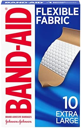 Band-Aid Brand Adhesive Bandages Flexible Fabric Extra Large 10 Count (Pack of 2) & Band-Aid Brand Cushion Care Non-Stick Gauze Pads Medium 25 Count
