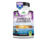 NaturaLife Labs Sambucus Elderberry 5,000 mg Super Concentrated 65:1 with Vitamin C & Zinc - 90 Day Supply - Sambucus Extract Immune Support, Immune Defense| Non-GMO | 90 Veggie Capsules