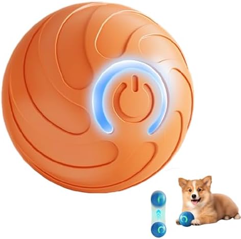 Smart Jumping Ball Dog Toy, 2025 New Vibrating Dog Ball, Interactive Bouncing Toys for Small Medium Large Dogs (Orange)