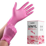 OriStout Disposable Gloves for Women, Pink Vinyl Gloves Disposable Latex Free for Cooking, Food Prep, Cleaning, Hair Dye, Tattoo, Medium Duty, Touch Screen, Medium, 200 Pack