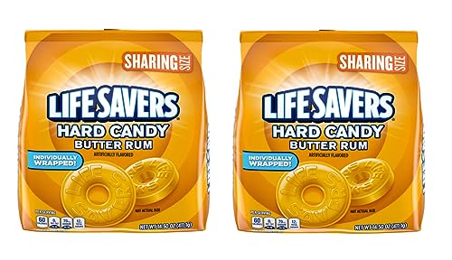 Lifesavers Butter Rum 14.5 ounce bags - Pack of Two - Individually Wrapped - Perfect to Share