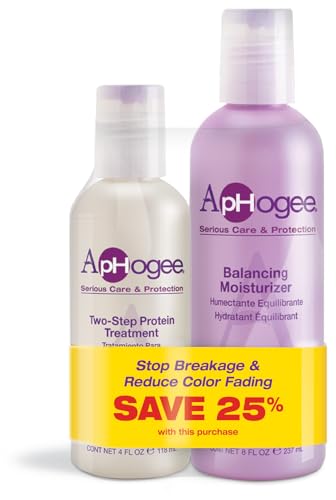 Aphogee Serious Hair Care Double Bundle (Twostep Protein Treatment 4 Fl Oz and Balancing Moisturizer 8 Fl Oz)