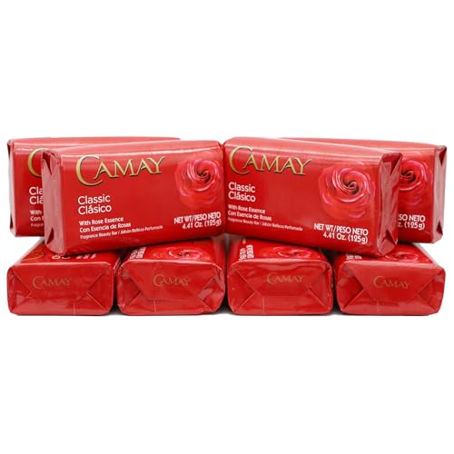 Camay Classic Bar Soap, Rose Essence, 8-Pack of 4.41 Oz Each Soap, 8 Bar Soaps.