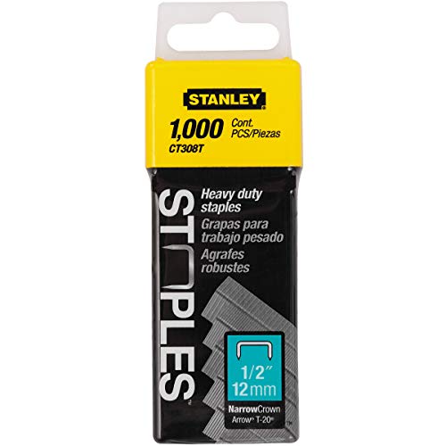 Stanley Ct308T 1/2 Inch Heavy Duty Flat Narrow Crown Staples,Pack of 1000(Pack of 1000)
