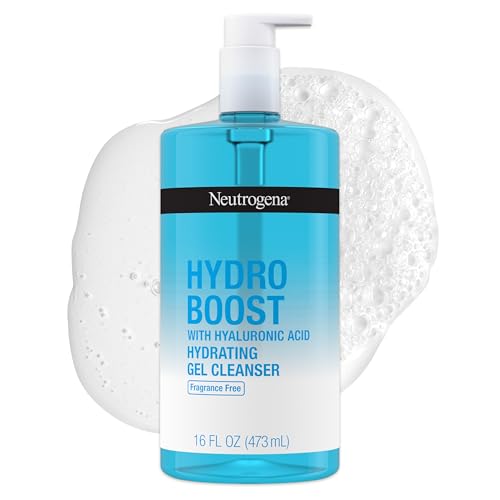Neutrogena Hydro Boost Fragrance Free Hydrating Gel Facial Cleanser with Hyaluronic Acid, Daily Foaming Face Wash & Makeup Remover, Gentle Face Wash, Non-Comedogenic, 16 fl. oz